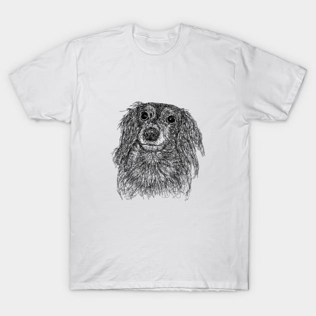 Papillon dog draw with scribble art style T-Shirt by KondeHipe